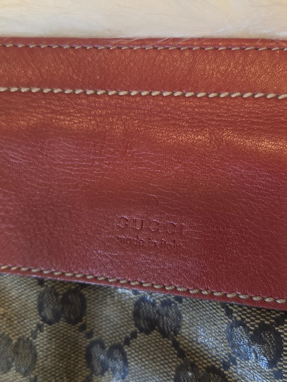 Gucci Brown GG Canvas Belt Bag with Red Leather Trim